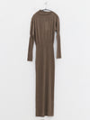 OUDE WAAG 25 Fall/Winter Asymmetrical Neck Wool Knit Dress OW-OW-25AW-KD05W1BR430-HZ Gray Brown